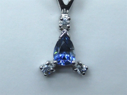 Benitoite Pendant / Necklace, 14K White Gold Capistrano