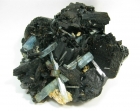 Aquamarine on Schorl, with Microline, Fluorite, Siderite, Goethite, Erongo, Namibia