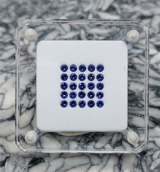 Faceted Benitoite, Calibrated Color Set, 25 Stones, 2.0 mm, Dark Blue