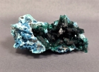 Dioptase, Plancheite, Shattucite over Calcite, Mfouati, Republic of the Congo