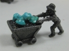 Pewter Miner Ore Carts with Turquoise