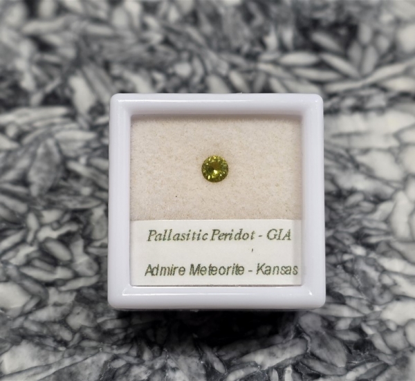 Pallasitic Peridot Gem .18 cts., 3.60 mm, with G.I.A. Report
