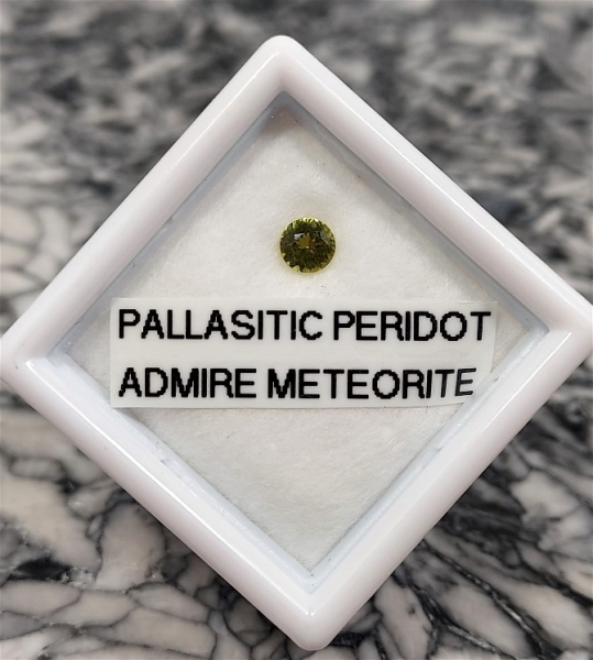 Pallasitic Peridot Gem .19 cts., 3.82 mm, with G.I.A. Report