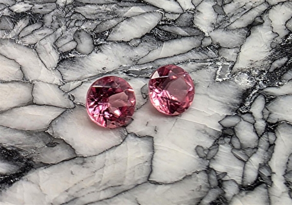 Faceted Matched Pair of Rhodochrosite, 1.50 ctw., Sweet Home Mine, Alma, Colorado