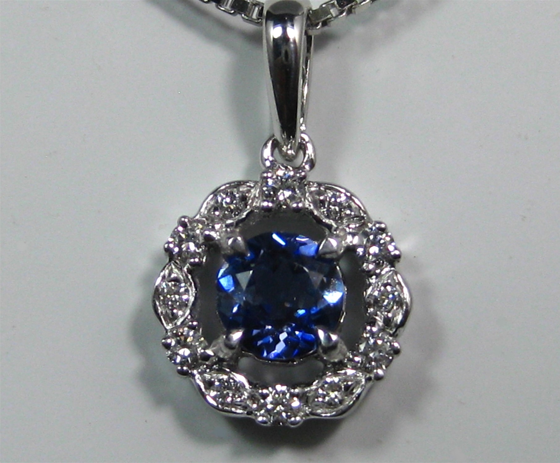 Benitoite & Diamond Pendant Necklace, 18k White Gold, with
